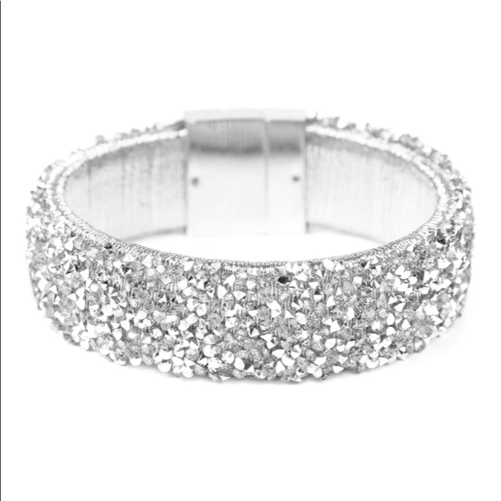Wide Rhinestone Bangle Bracelet - Picture 3 of 3